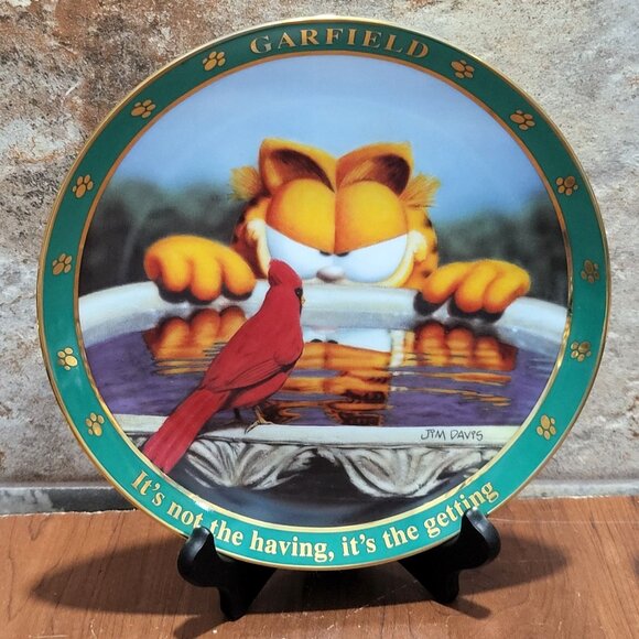 Danbury Mint Decorative Plate A Day With Garfield Its Not the Having Its The Get - Picture 12 of 12